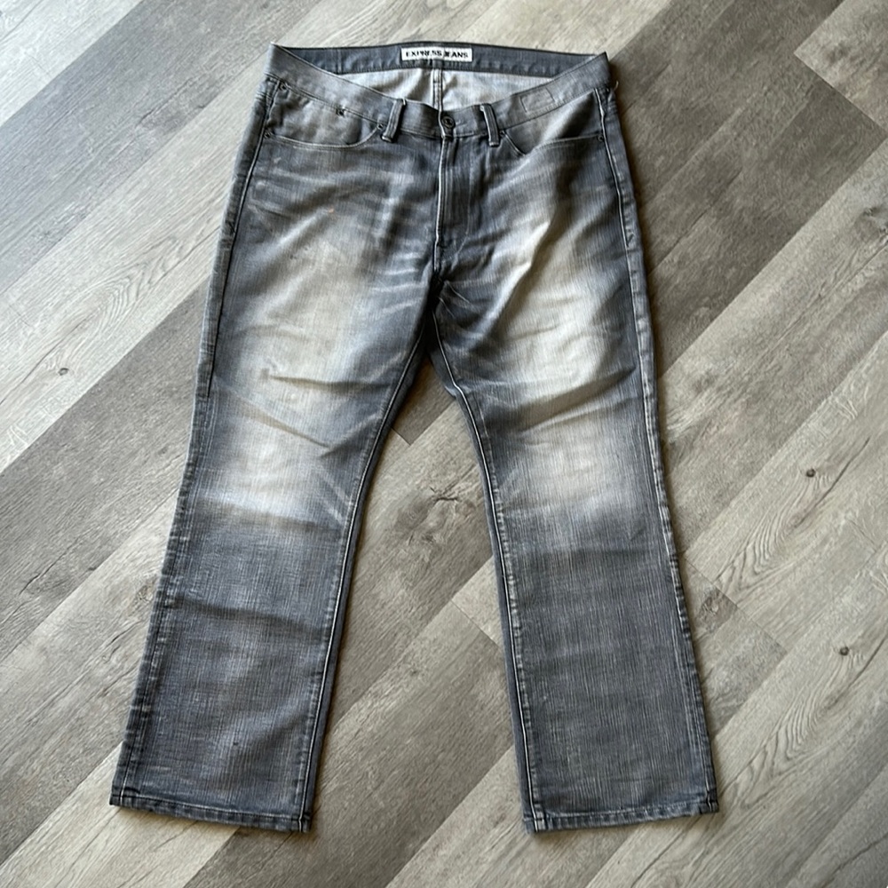 Express Kingston Classic Fit Bootcut Men’s Grey Jeans 36x30 - A5